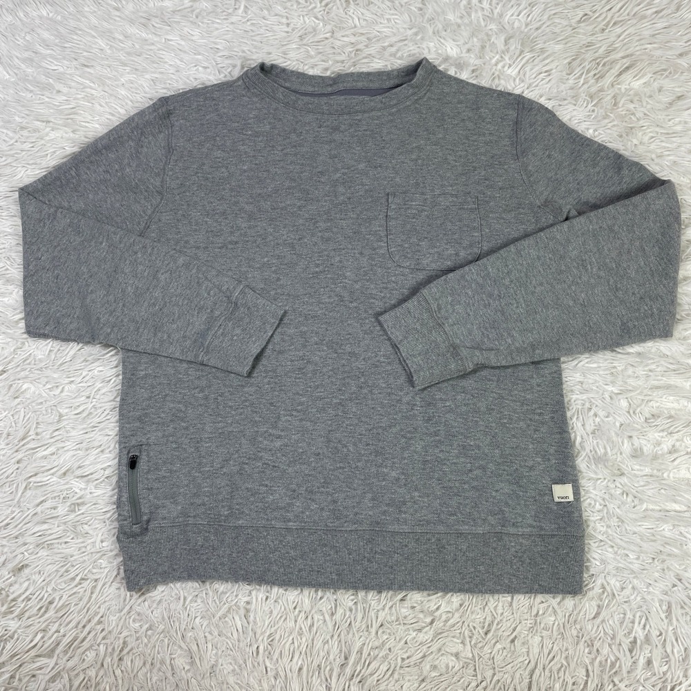 Vuori Sweater Mens Extra Large Gray Jeffreys Pullover Crewneck Sweatshirt Pocket